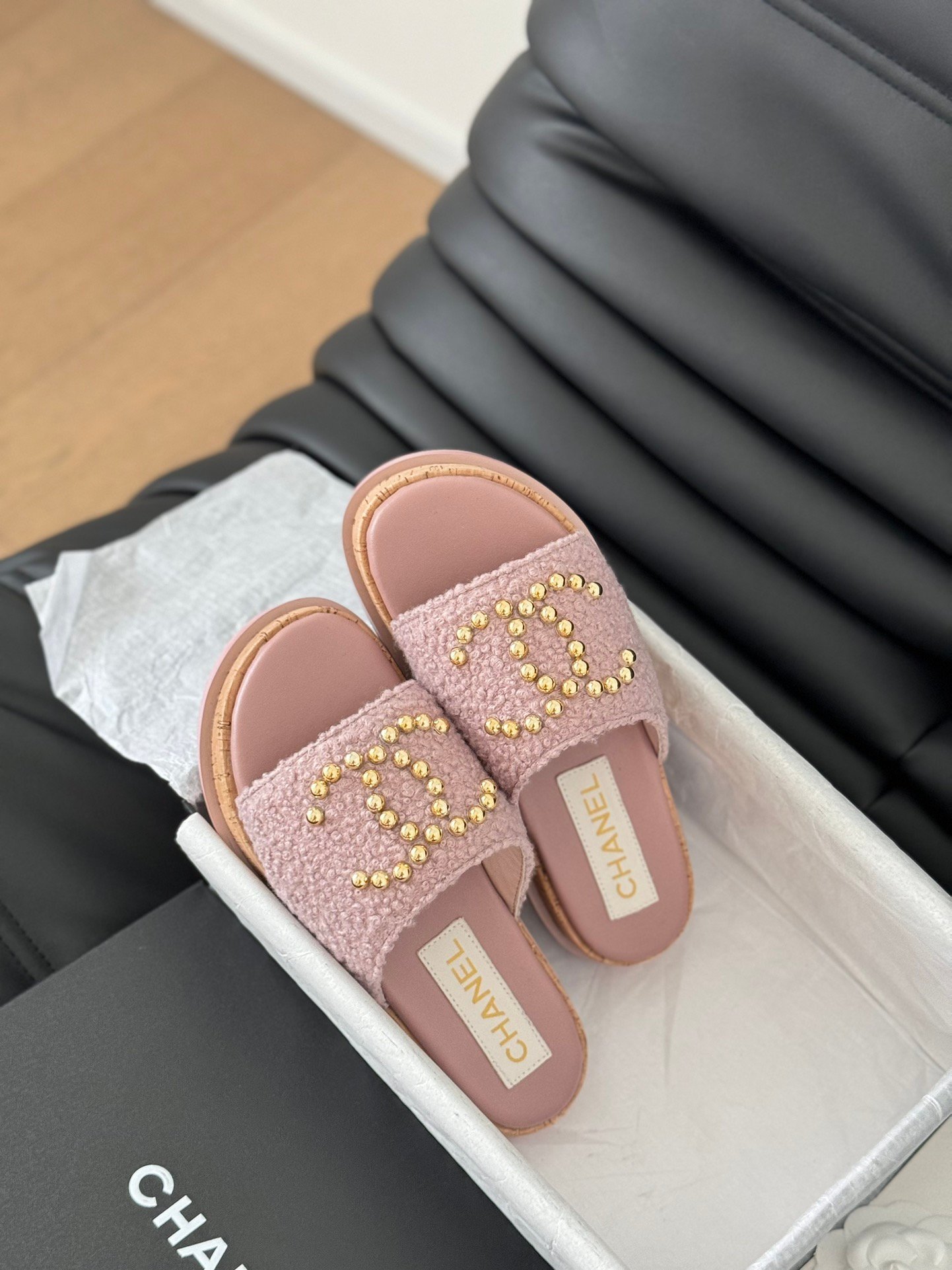 2 CHANEL Slide Sandals - Image 1