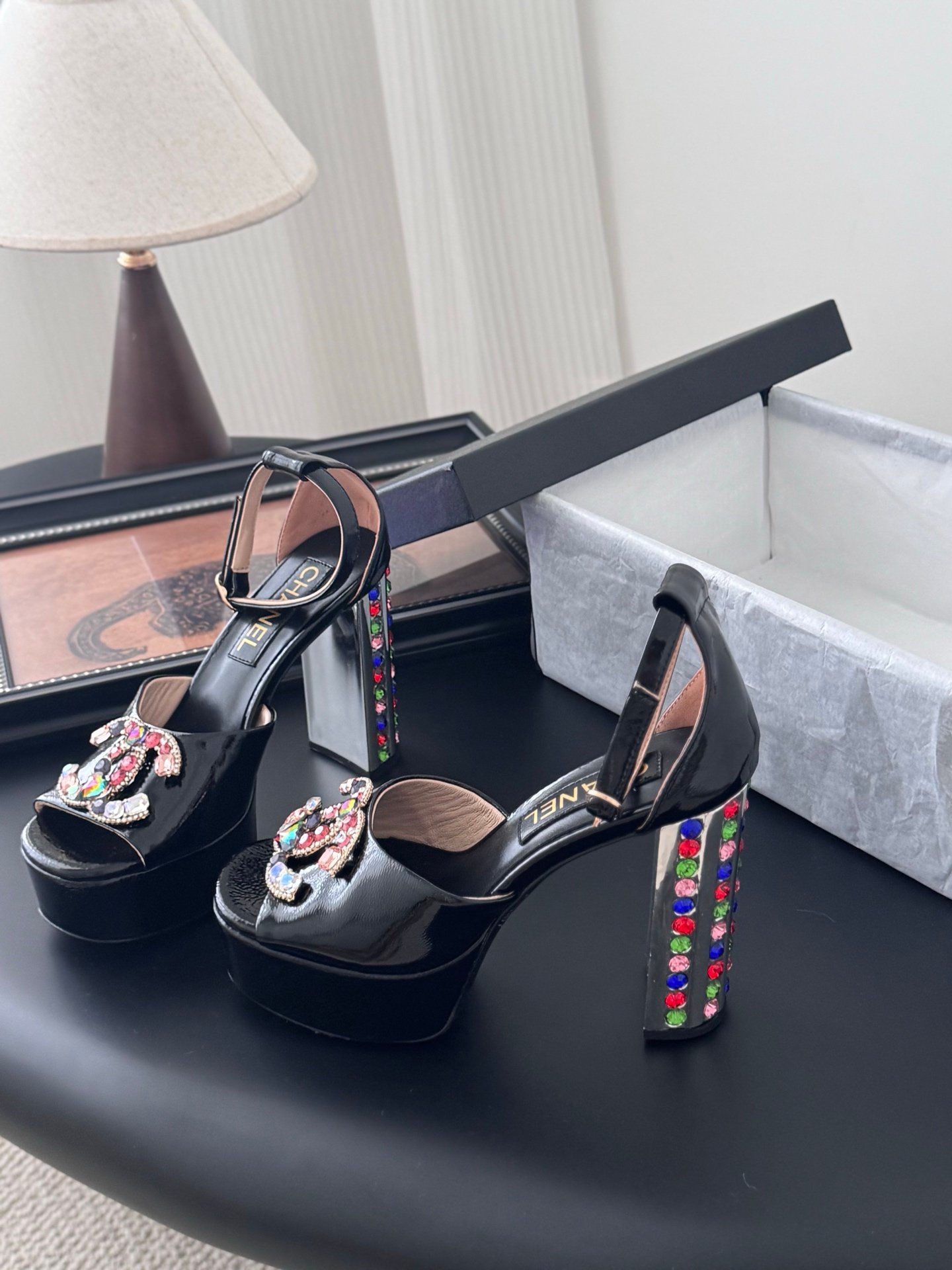 2 Chanel Block Heel Sandals - Image 1