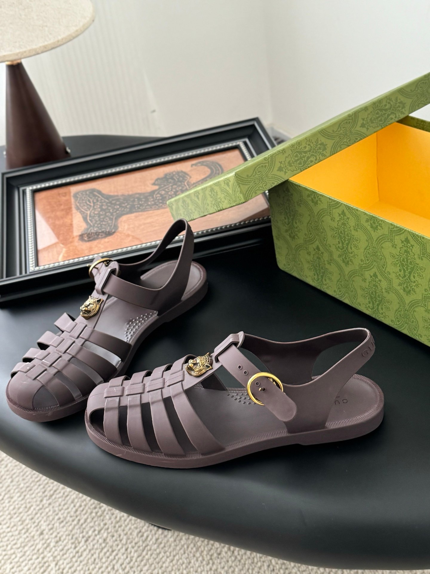2 Gucci Rubber Fisherman Sandals - Image 1