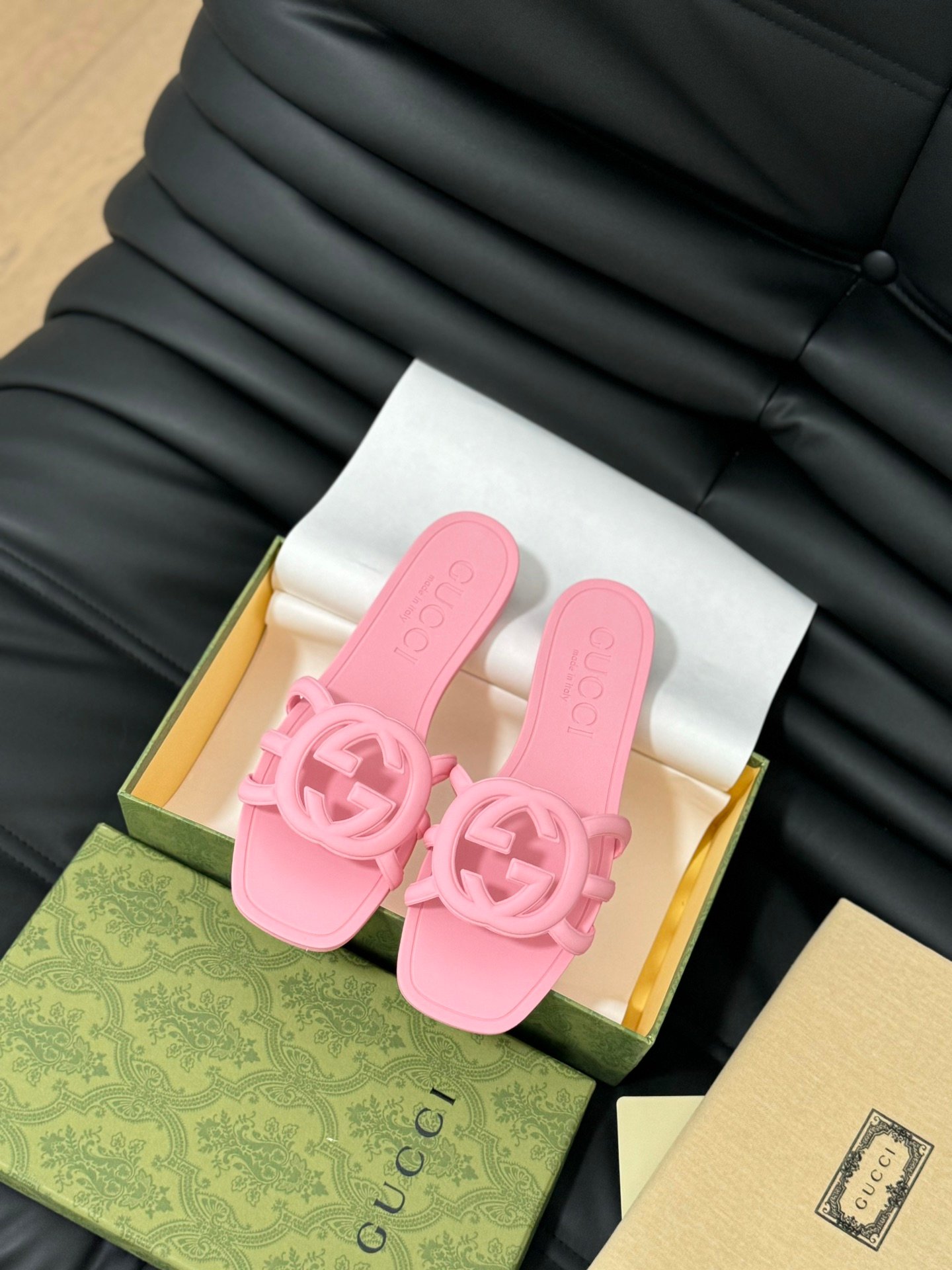 2 GUCCI Rubber Slide Sandals - Image 1