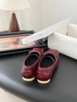 MM6 Croc-Embossed Square-Toe Ballet Flats - Image 4