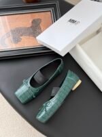 MM6 Croc-Embossed Square-Toe Ballet Flats - Image 6
