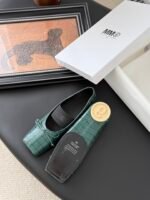 MM6 Croc-Embossed Square-Toe Ballet Flats - Image 3
