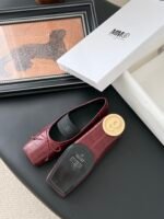 MM6 Croc-Embossed Square-Toe Ballet Flats - Image 3