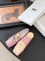 MM6 Croc-Embossed Square-Toe Ballet Flats - Image 3