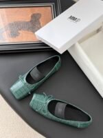 MM6 Croc-Embossed Square-Toe Ballet Flats - Image 5